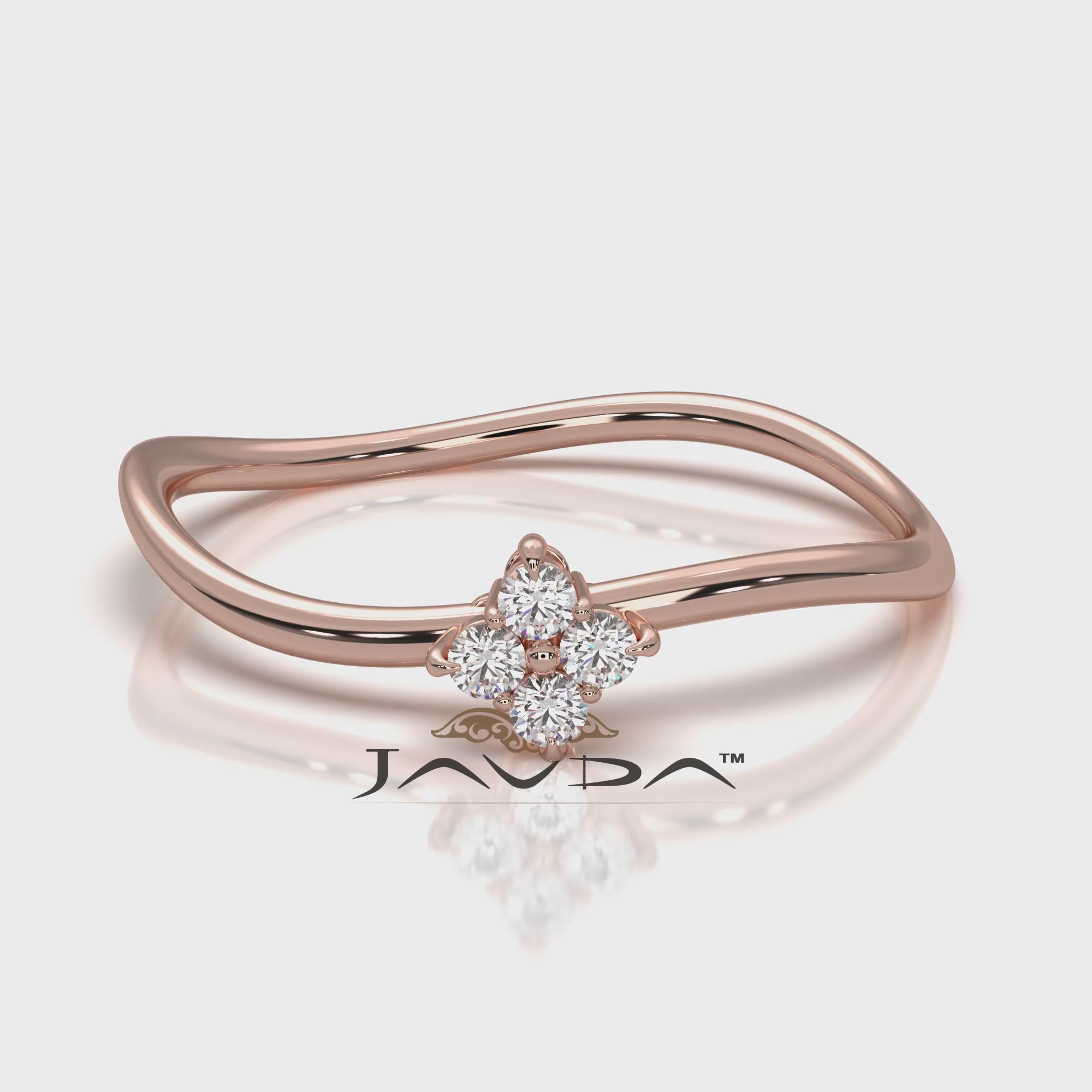 Floral Design Minimalist Prong Set Round Lab Diamond Fashion Ring 0.07ctw.